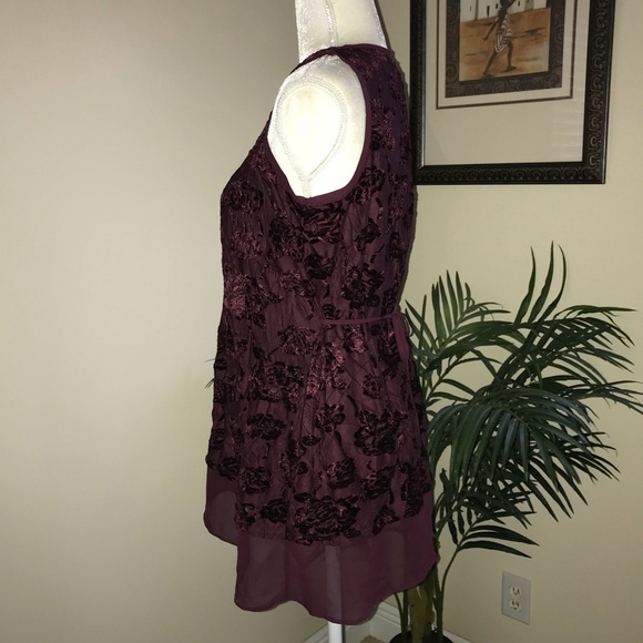 Simply Vera Burgundy Burnout Sleeveless Top S - Picture 4 of 6